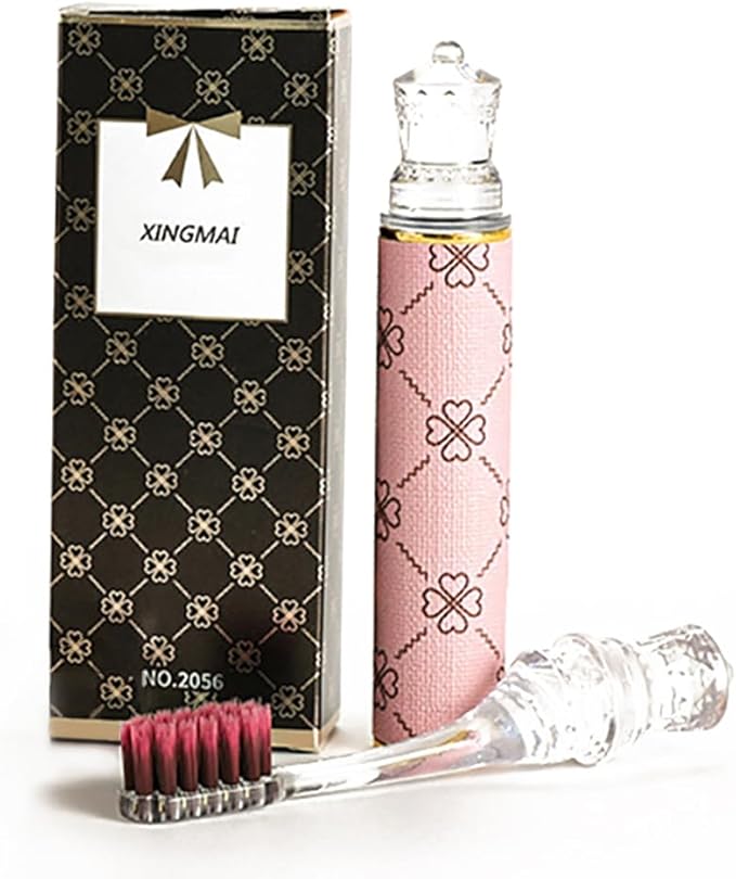 Foldable Travel Toothbrush Set,Compact Head,Mini Toothbrush with Toothbrush Case,Soft Bristled Travel Toothbrushes for Adults (Leather Handles Pink 1 PCS)