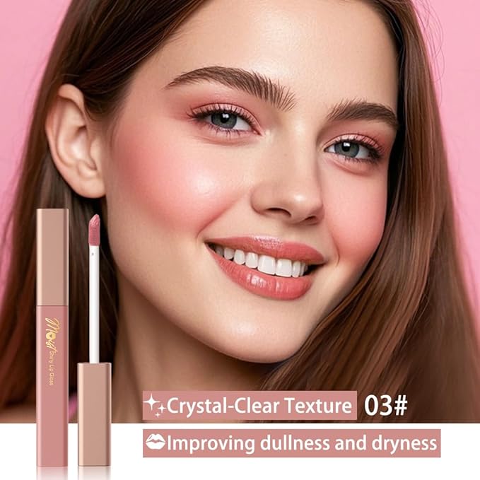 Lip Stain Hydrating High Shine – Lightweight Non-Sticky Glossy Lip Tint, Mirror Shine Moisturizing Lip Makeup for Plump & Full Lips, Long-Lasting Rich Color Lip Glaze, Soft Smooth Lip Gloss 03#