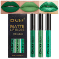 evpct 3Pcs Dark Pale Teal Forest Emerald Green Matte Glitter Shimmer Shiny Liquid Lipstick Lip Stain Sets for Women Matte+Lipstick Long Lasting Waterproof 24 hr Magic Lipstick 24 Hours original