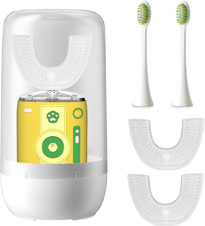 Adult Sonic Automatic Electric Toothbrush, 360° Oral Cleaning Stain Whitening (Yellow-Cup)
