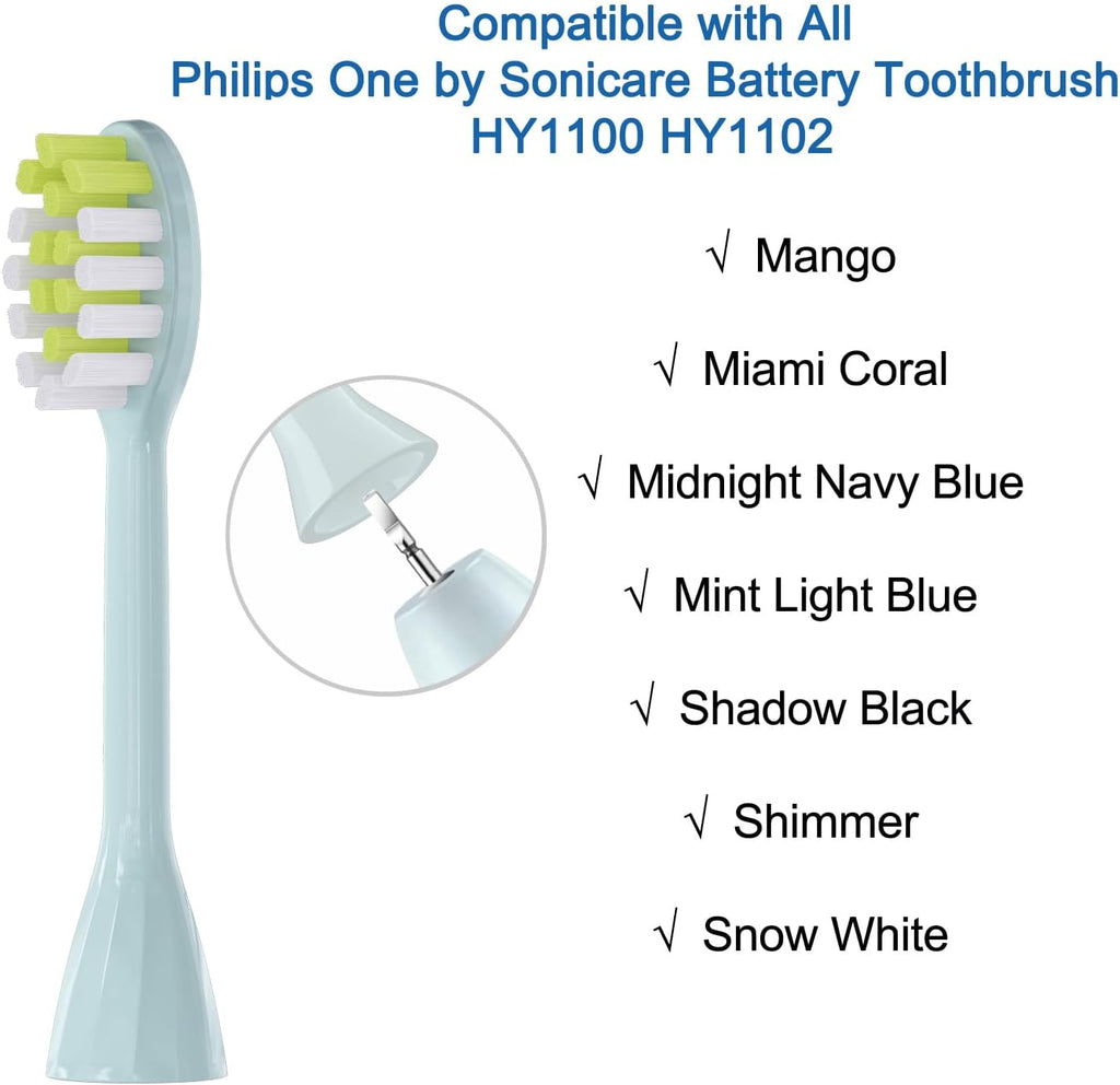 One Series Replacement Toothbrush Heads Pisonicleara Compatible with sonicare Philips One Series BH1022/03 HY1100/02 HY1102 (8-pc) Battery Brush, Mango Snow White Travel Refill (one-Mint)