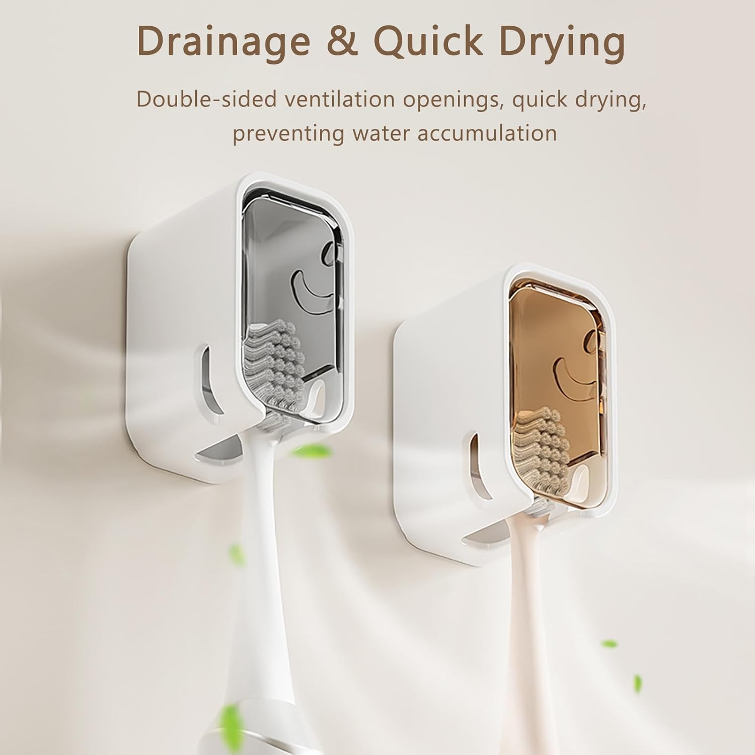 Toothbrush Holder Wall Mounted Toothbrush Holders for Bathrooms, Tooth Brush Holder for Travel and Home, Single Toothbrush Organizer with Cover for Shower 4PCS