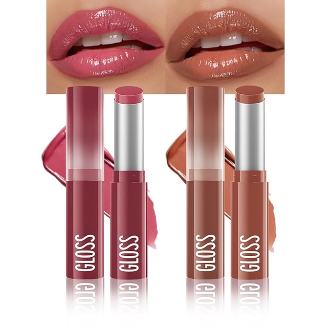 2Pcs Pink&Brown Honey Tinted Lip Stain Lip Balm Lip Gloss Lipstick, Sheer Hydrating Lip Stains Tint, Moisturizing Lip Color for All Skin Tones, Nourishing Lip Balm with a Hint of Natural Black Cherry