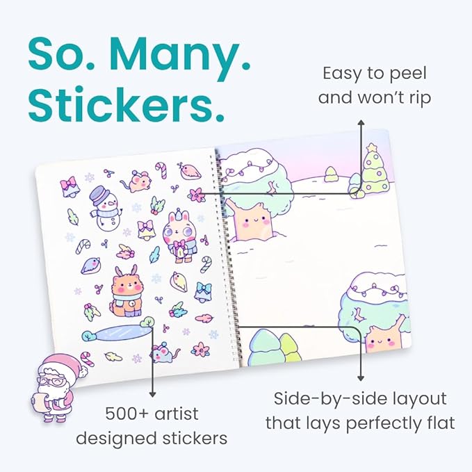 Cupkin Animal Sticker Book Activity for Kids, Toddler Airplane Travel Essentials, 500+ Habitat Stickers for Kids + 12 Scenes + 12 Coloring Book Pages, Animal Lover Gift, Childrens Crafts for Ages 2-8