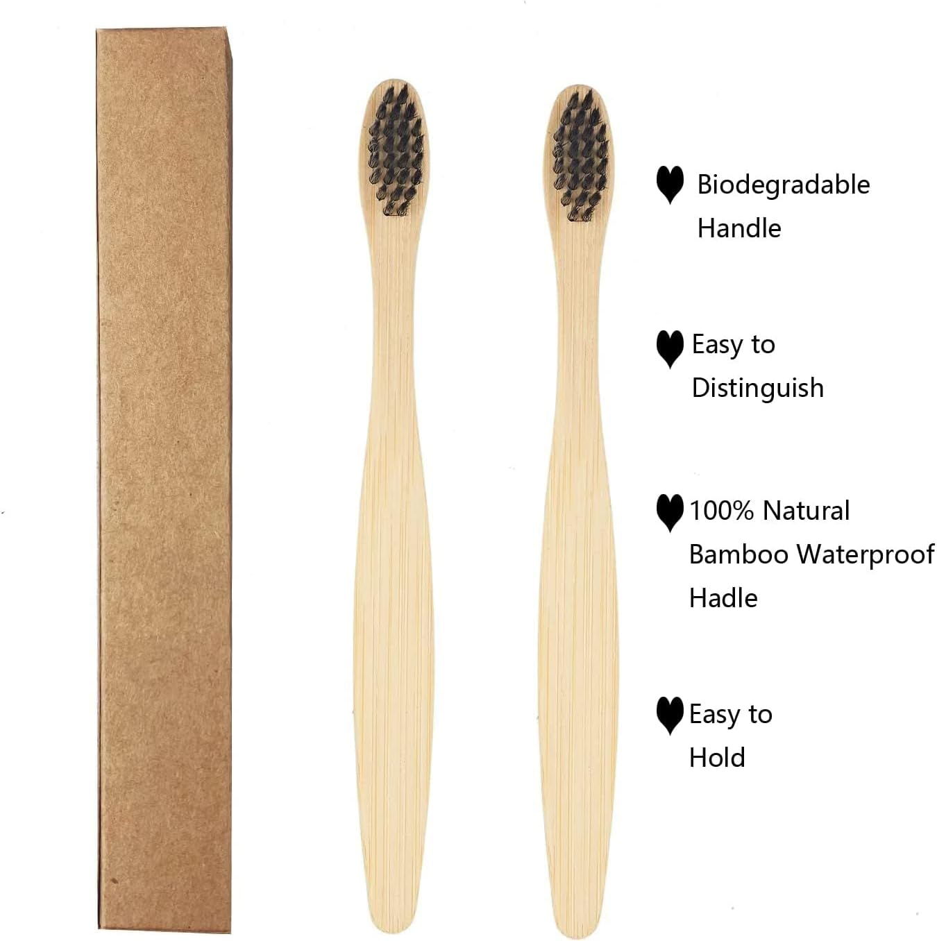 SEVENHEAD Bamboo Toothbrushes Adults & Kids Family Set 6+4 PCS Soft Bristles Wooden Toothbrushes, Natural Biodegradable BPA Free Eco Friendly Toothbrushes Black