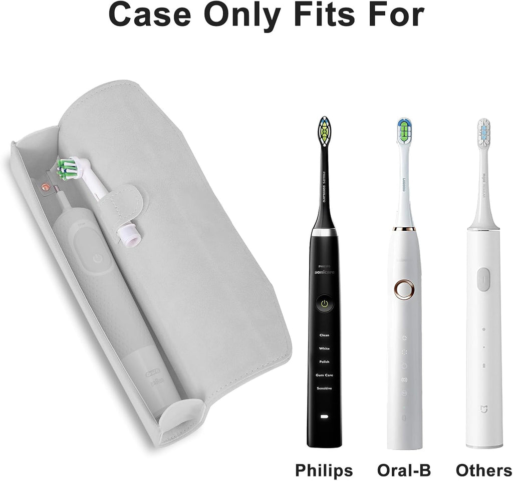 Leather toothbrush travel case, suitable for Oral-B/Oral-B Pro/Philips Sonicare electric toothbrushes, portable magnetic opening and closing protective bag