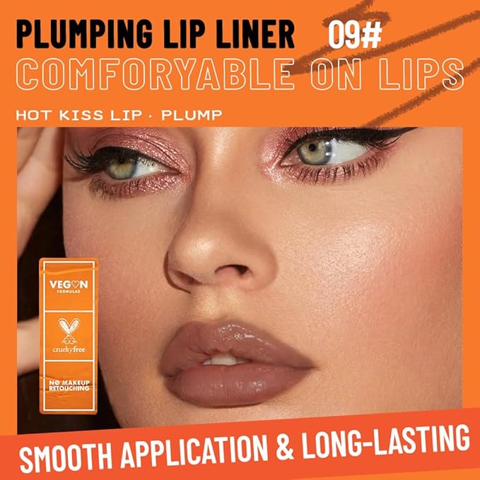 Matte Lip Liner Pencil for Shaping Lips, Retractable Creamy Brown Crayon LipLiner Pencil, Long Lasting Waterproof Lipstick Lip Liner Makeup, Vegan Beauty 09#