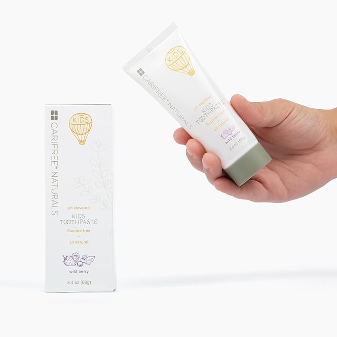 CariFree Naturals Kids Toothpaste | Fluoride-Free, 40% Xylitol, Organic Wild Berry Flavor, pH Elevated, Safe if Swallowed, Sugar-Free, 2.4 oz, Dentist Developed (Pack of 2)