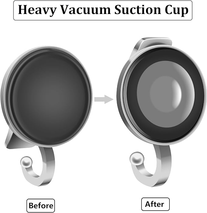 Suction Cup Shower Caddy, Shower Shelf Soap Dish with Hooks for Razor, Sponge, Rust Proof 304 Stainless Steel, Black