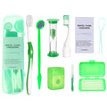 Braces Cleaning Kit for Teeth, Portable Orthodontic Toothbrush Kit Oral Care Dental Travel Kit - Interdental Brush Dental Wax Dental Floss Toothbrush Box (Green B)
