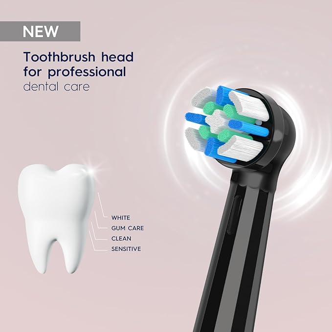 iO Replacement Heads Compatible with Oral B iO 2/3/4/5/6/7/8/9/10/Deep Clean Series Electric Toothbrush, Brush Heads Compatible with Oral B iO with Medium-Hard bristles Care Your Teeth (6 Black/White)