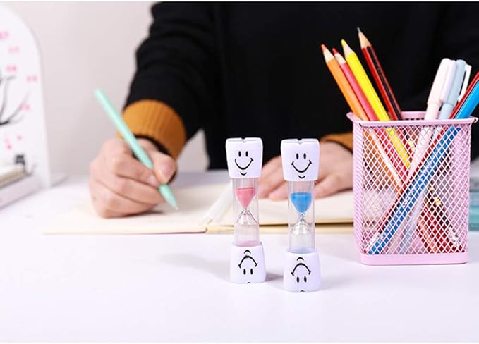 3 Minute Sand Timer Set for Brushing Teeth Pack of 6 Colorful Smiley Hourglass Timers