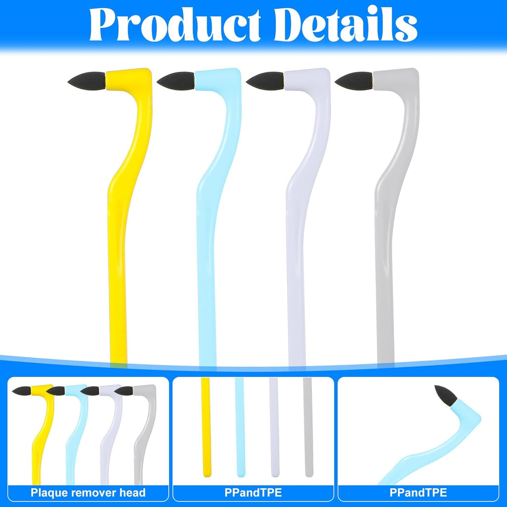 4 PCS Dental Tooth Stain Eraser Removers, Dental Plaque Tartar Eraser Polisher Professional Dental Picks Tooth Polisher and Plaque Remover for Teeth Whitening Polishing Adult Oral Care (4 Color)
