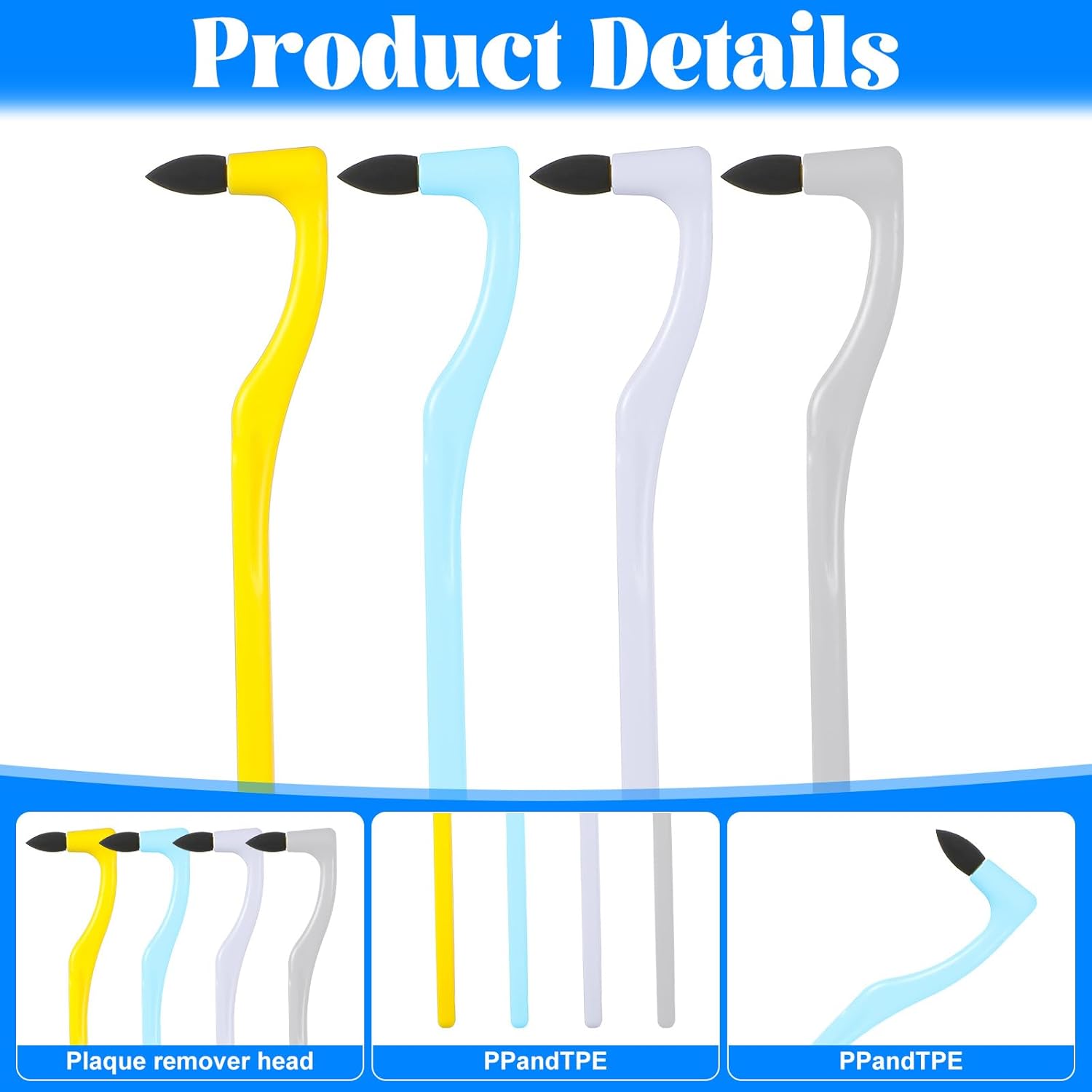 4 PCS Dental Tooth Stain Eraser Removers, Dental Plaque Tartar Eraser Polisher Professional Dental Picks Tooth Polisher and Plaque Remover for Teeth Whitening Polishing Adult Oral Care (4 Color)