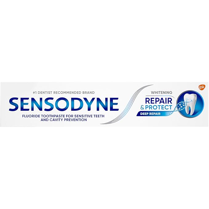 Sensodyne Repair and Protect Whitening Toothpaste, Toothpaste for Sensitive Teeth and Cavity Prevention, 3.4 oz (Pack of 4)
