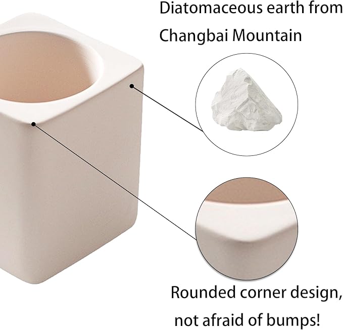 Electric Toothbrush Holders for Bathroom, Diatomite Toothbrush Holder, Toothbrush Cup and Toothpaste Holder, Off-White Countertop Organizer for Desk, Dresser, Bathroom, Bedroom, Rv