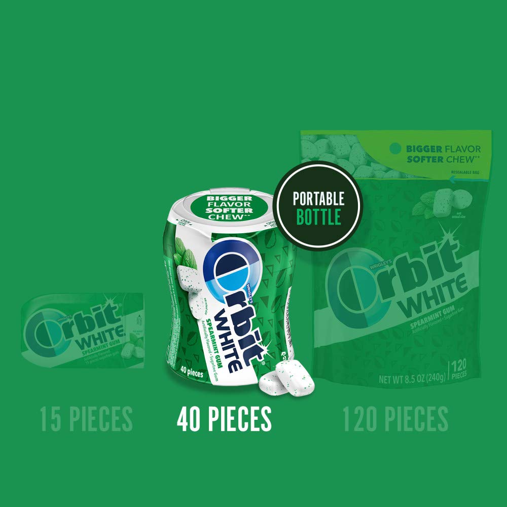 ORBIT Gum Sugar-Free - ORBIT White Spearmint Chewing Gum, 40 Count (Pack of 4) Bulk Box