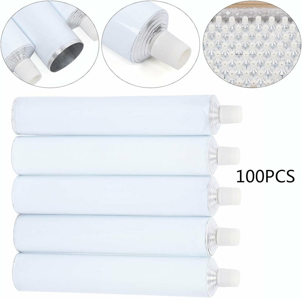 100Pcs Aluminum Empty Toothpaste Tubes Refillable Travel Toothpaste Tube with Needle Cap, 100ml Toothpaste Empty Tubes Bottom Opening Empty Tube Containers for DIY Filling of Daily Necessities