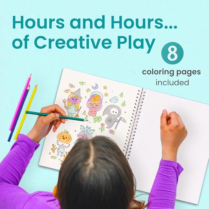 Spooky Village Halloween Stickers for Kids by Cupkin, Toddler Sticker Book, Toys Activity Book, Toddler Travel Essentials, 300+ Halloween Stickers + 8 Sticker Scenes and Coloring Pages