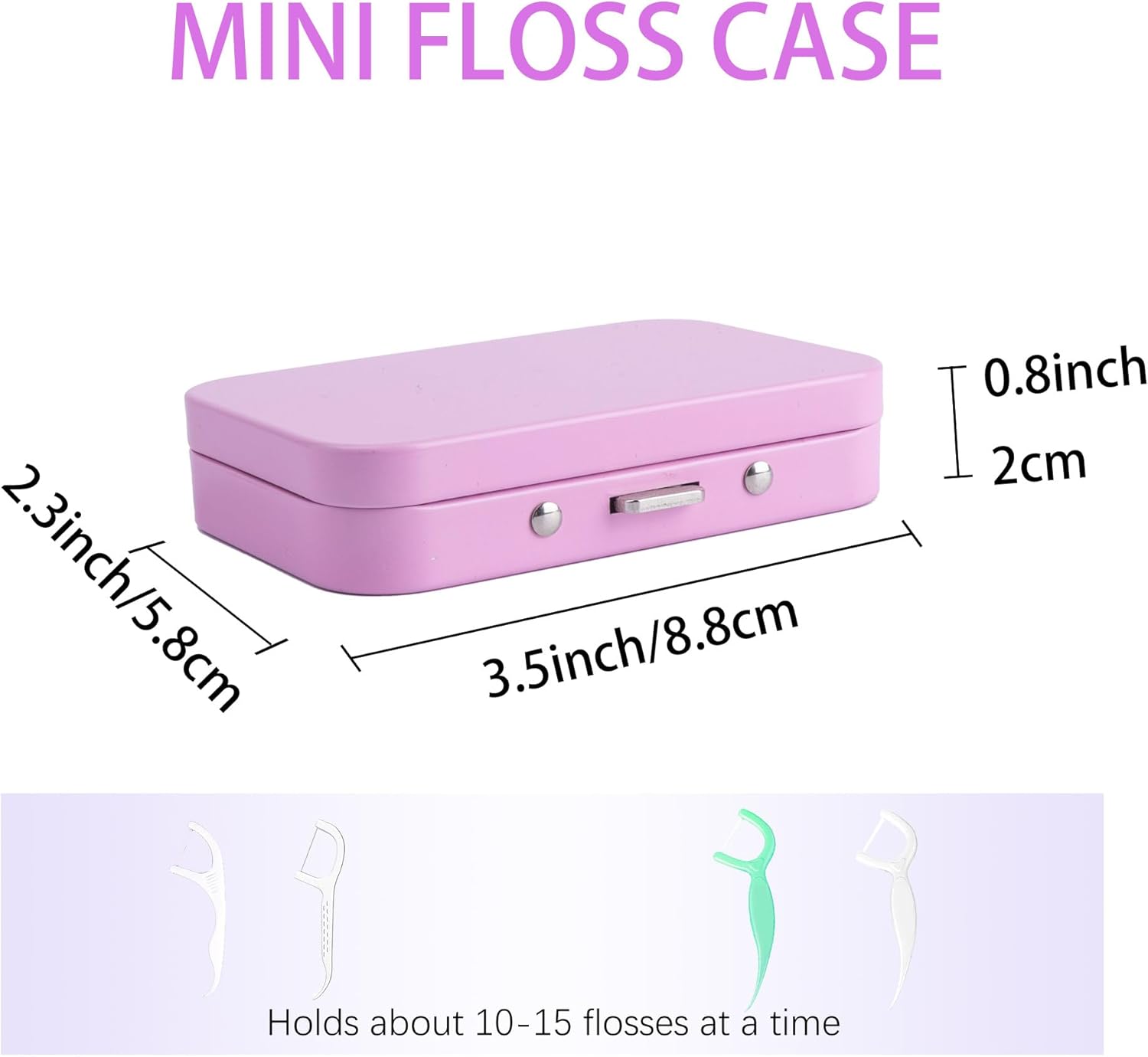 2Pack Dental Floss Portable Case with Mirror,Refillable Portable Floss Pick Holder Container,Small Floss Dispenser for Travel, Dates,Dinners and Hotels(Pink)