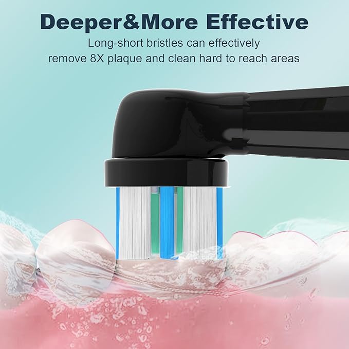 12 Pack iO Replacement Heads Compatible with Oral B iO Electric Toothbrush,Compatible with Oral B iO Series 2/3/4/5/6/7/8/9/10,Premium Bristles for Deep Cleaning&Gentle Care,Black