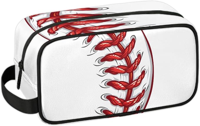 Baseball Sports Red Boys Travel Toiletry Bag Waterproof Wash Bag Shower Shaving Bag Cosmetic Organizer Makeup Bag Portable Toiletries Accessories for Women Men Baseball Sports