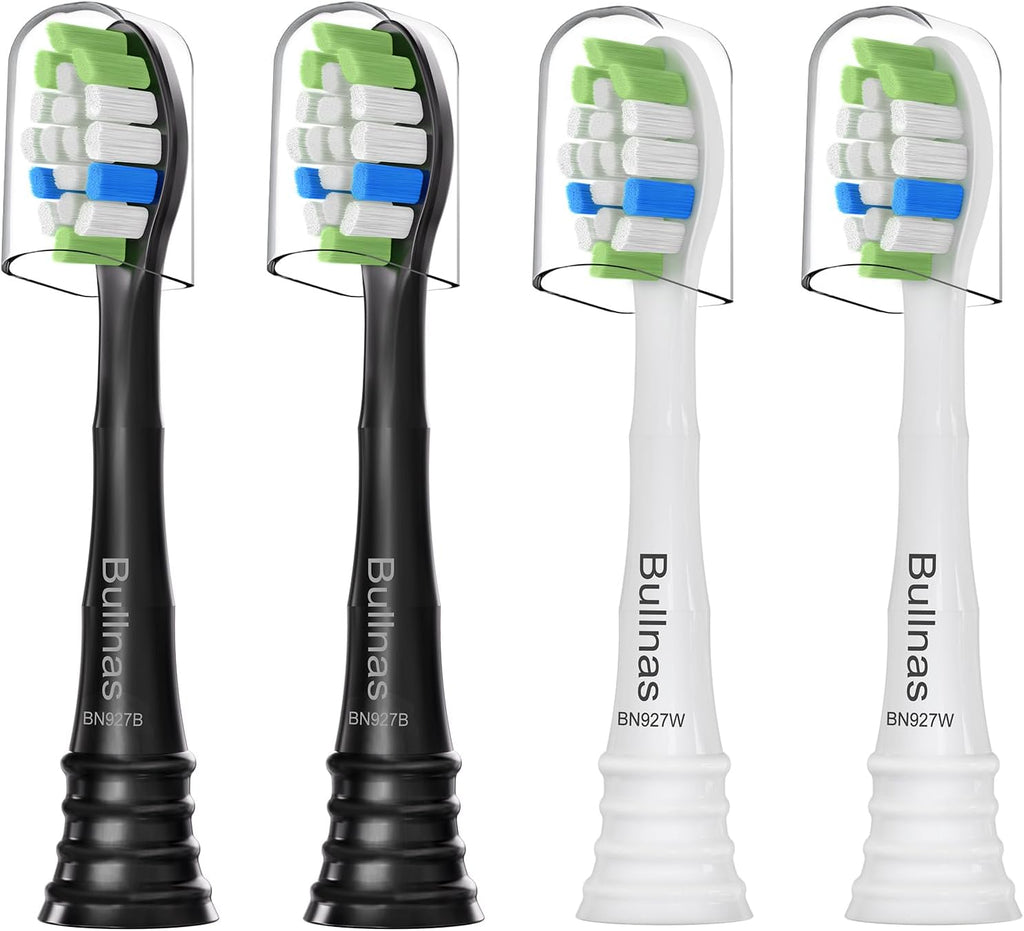 Replacement Toothbrush Heads Compatible with Philips Sonicare ProtectiveClean 4100 5100 5300 6100 Electric Toothbrushes, W Replacement Head for Sonicare, Black/White, 4 Count