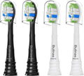 Replacement Toothbrush Heads Compatible with Philips Sonicare ProtectiveClean 4100 5100 5300 6100 Electric Toothbrushes, W Replacement Head for Sonicare, Black/White, 4 Count