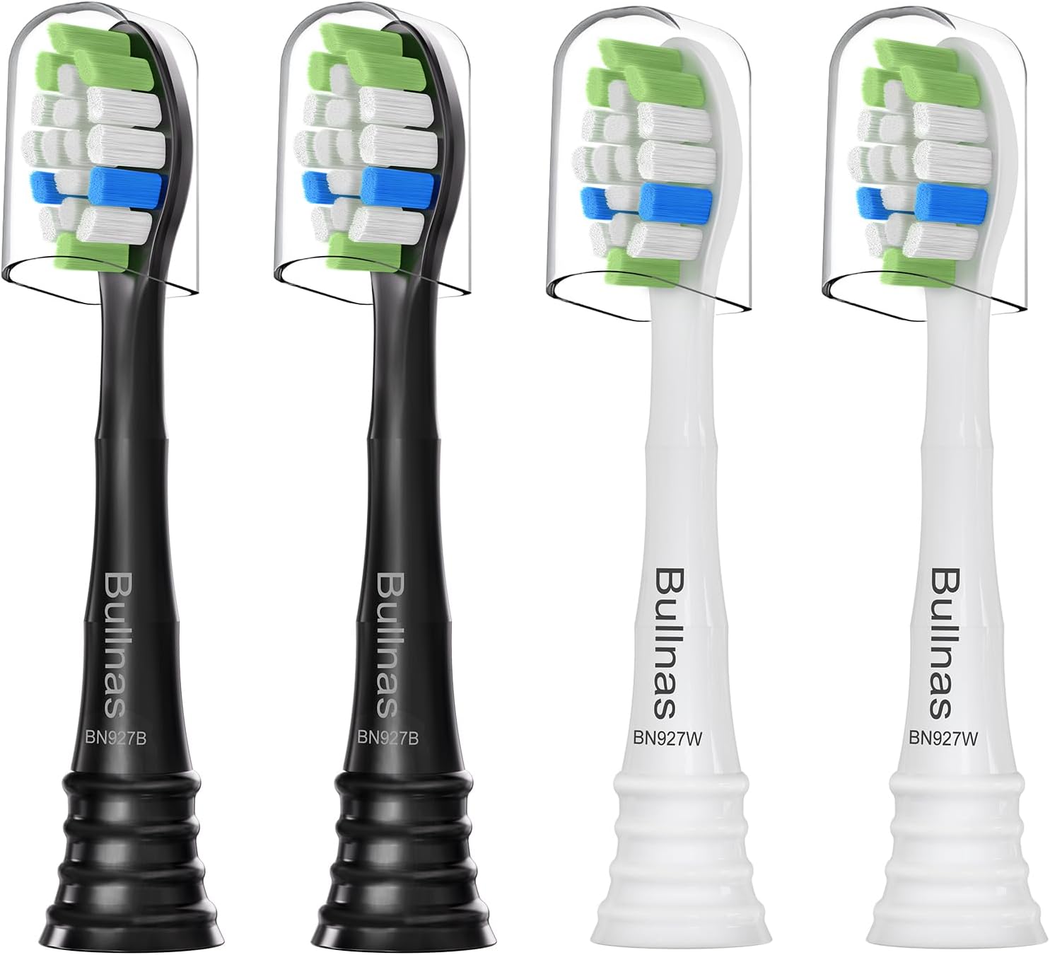 Replacement Toothbrush Heads Compatible with Philips Sonicare ProtectiveClean 4100 5100 5300 6100 Electric Toothbrushes, W Replacement Head for Sonicare, Black/White, 4 Count