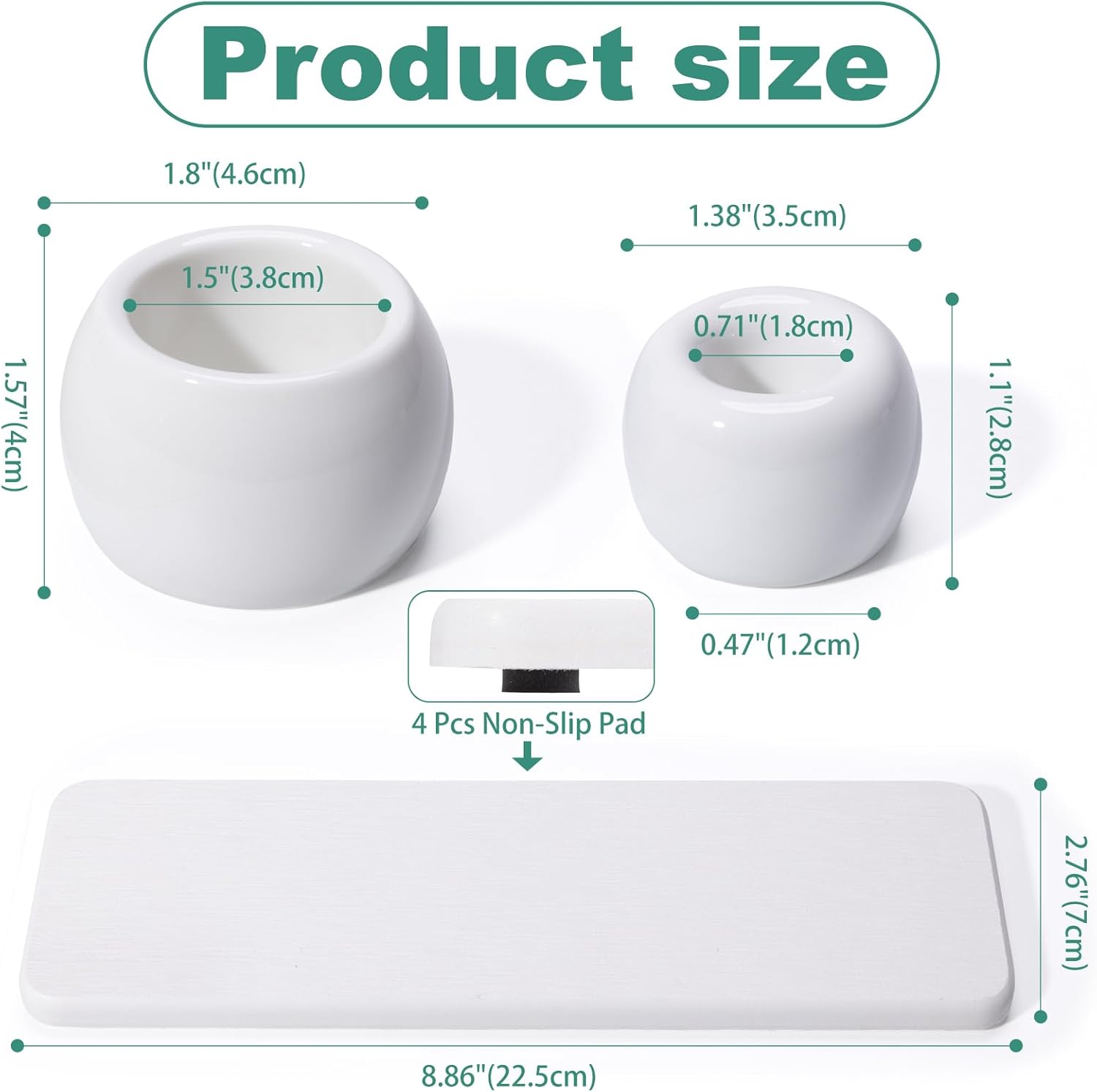 4 Pack Mini Ceramic Toothbrush Holder Stand with 1 Pack Water Absorbing Stone for Bathroom Vanity Countertop, Electric Toothbrush Organizer, White