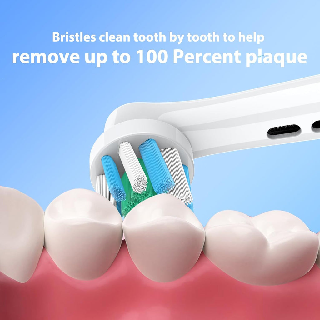 Replacement Heads Compatible with Oral B Braun Pro 100, 500, 1000, Vitality, Smart, Genius, Cross Bristles for Deeper Plaque Removal, Pack of 4 Electric Toothbrush Heads Refills, White