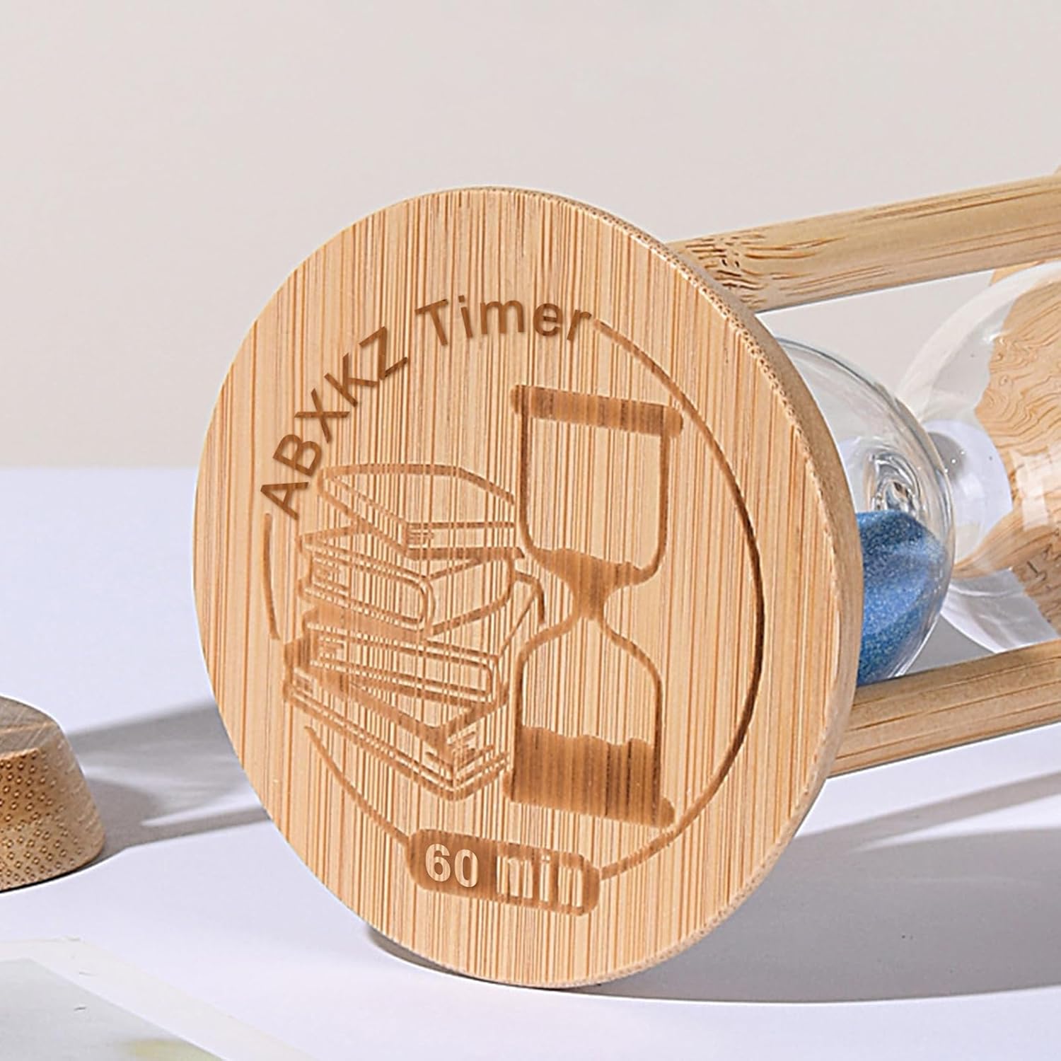 Large Hourglass 60 Minute,Bamboo Sand Timer, reloj de Arena 60 Minuto- Decorative Sandglass for Tea Time,Classroom,Office,Cooking,Blue