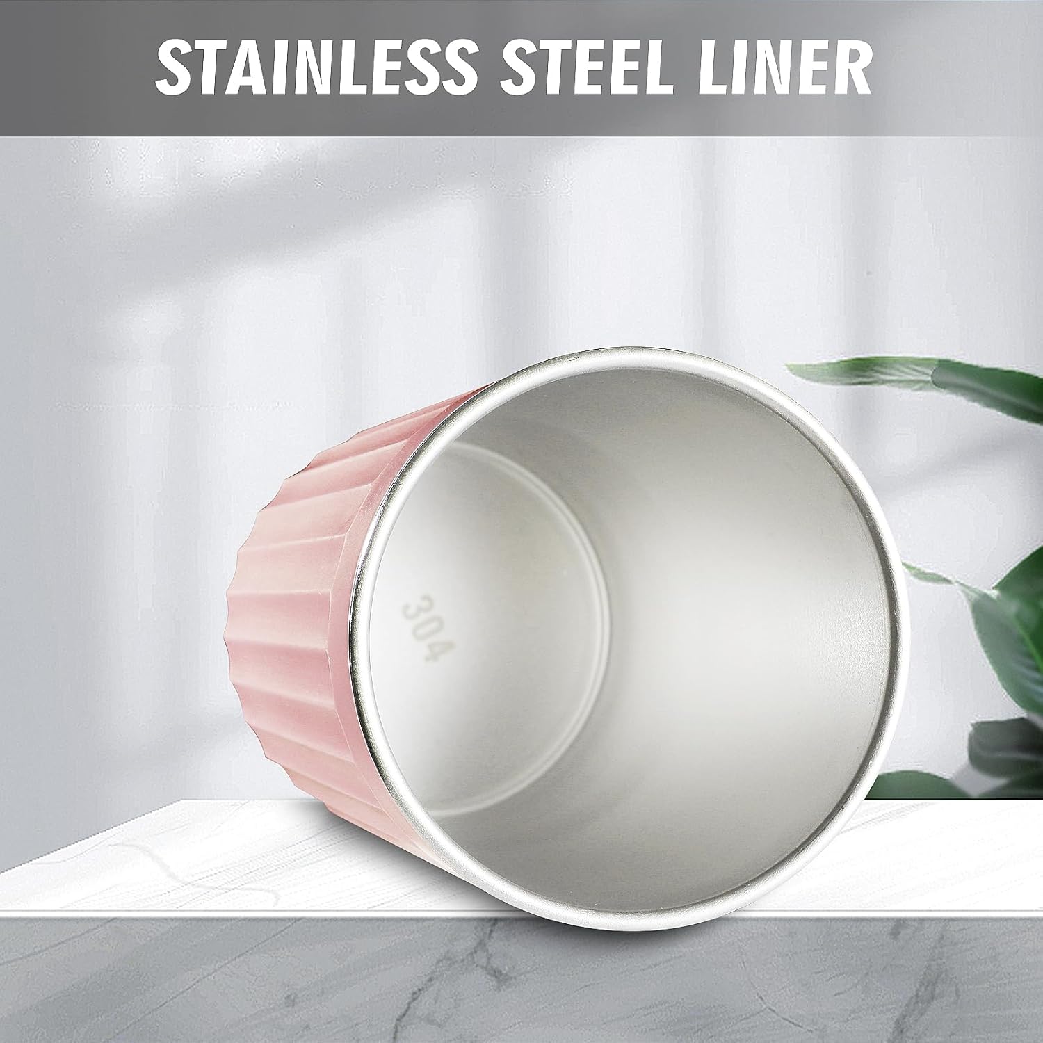 Toothbrush Holder for Bathroom-12oz Unbreakable Stainless Steel Bathroom Cup,Easy to Clean Toothbrush Cup, Reusable Bathroom Tumbler Cups for Home/School/Office(3" x 4.5") (Pink)