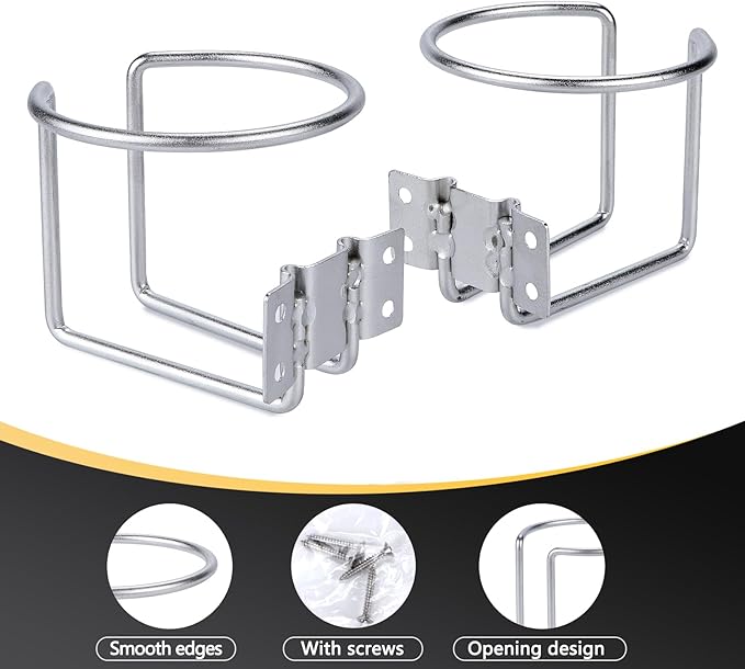 Marinebaby 4 pcs Boat Cup Holder,Stainless Steel Universal Drink Holders,Suitable for Boat,Truck,RV,Tractor,Outdoor Wooden Swing. (Silver)