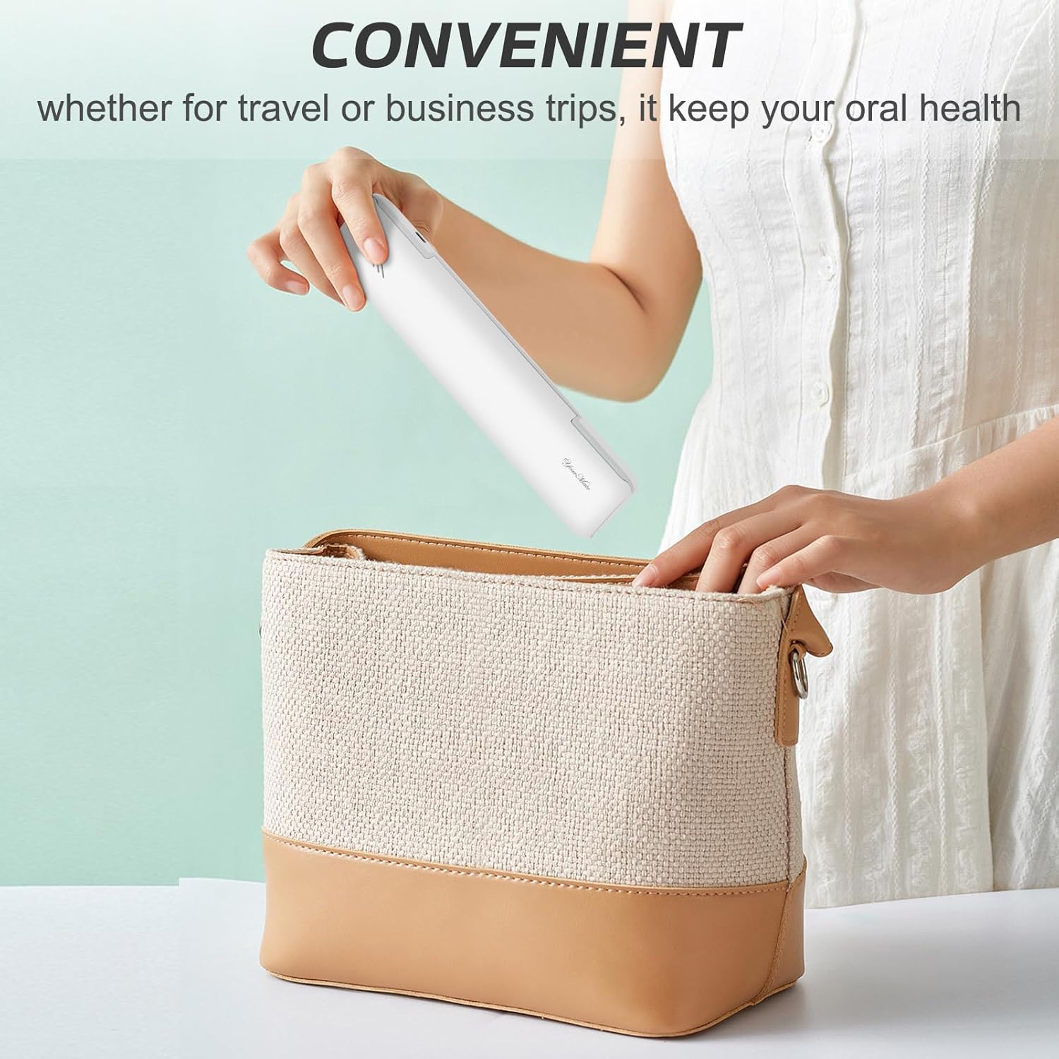 YourMate UVC Toothbrush Case Travel Toothbrush Covers Case for Houshold and Traveling Power by AA Battery or USB-C Cord White