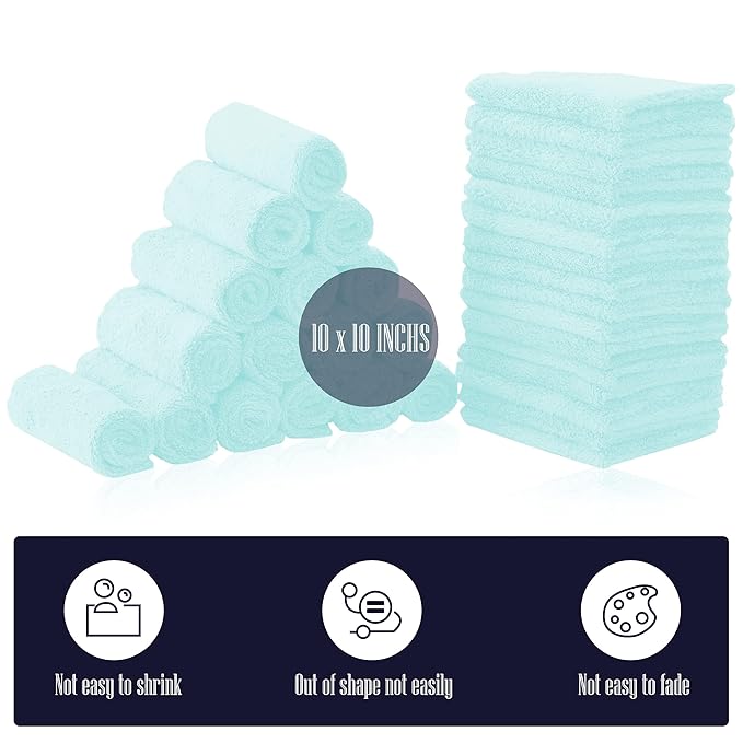16 Pack Baby Washcloths - Luxury Coral Fleece - Extra Absorbent and Soft Wash Clothes for Newborns, Infants and Toddlers - Suitable for Sensitive Skin and New Born-Baby Shower-Frozen Blue,10x10 Inch
