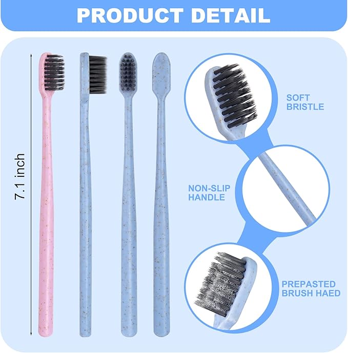 20Pcs Prepasted Disposable Toothbrushes Bulk Individually Wrapped Pre Pasted Soft Bristle Tooth Brush Set Travel Colorful Toothbrushes for Homeless Gift Hotel Camping Travel