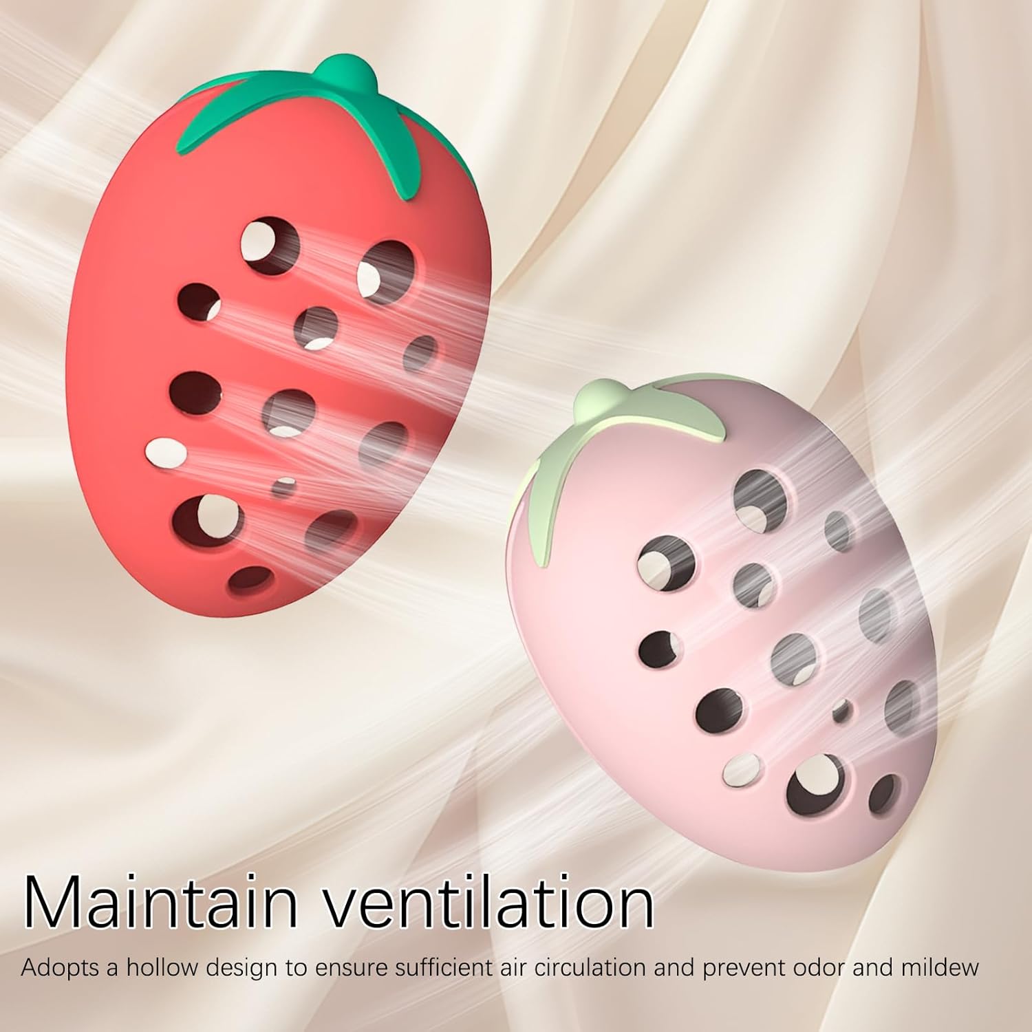 2PCS Makeup Sponge Holder for Women–Cute Strawberry Shaped Makeup Blender Holder,Double-Sided Breathable Silicone Case for Travel or Daily Use