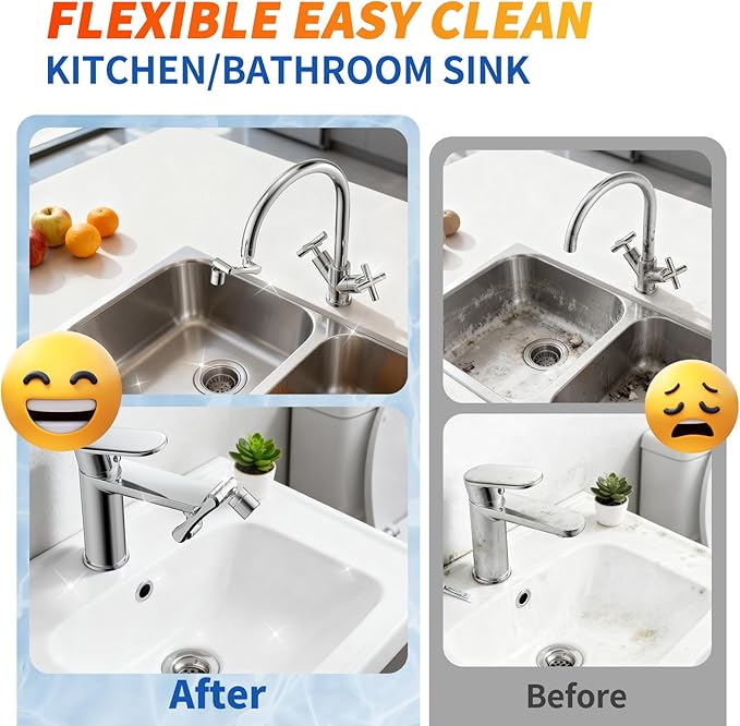 1440°Sink Rotatable Faucet-Extender Aerator - Bathroom/Laundry/Kitchen/Utility U Shaped Universal Faucet Extension In Brass, Swivel Robotic Arm 2 Sprayer Modes Sink Sprayer For Toddlers