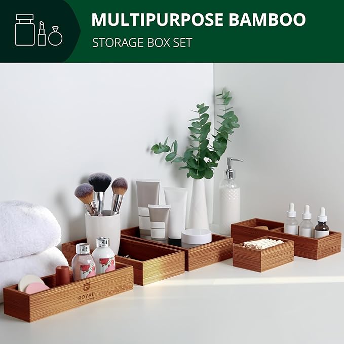 ROYAL CRAFT WOOD Premium Carbonized Bamboo Sticky Note Holder – Elegant & Durable Post-It Note Dispenser for Office Desk Organization