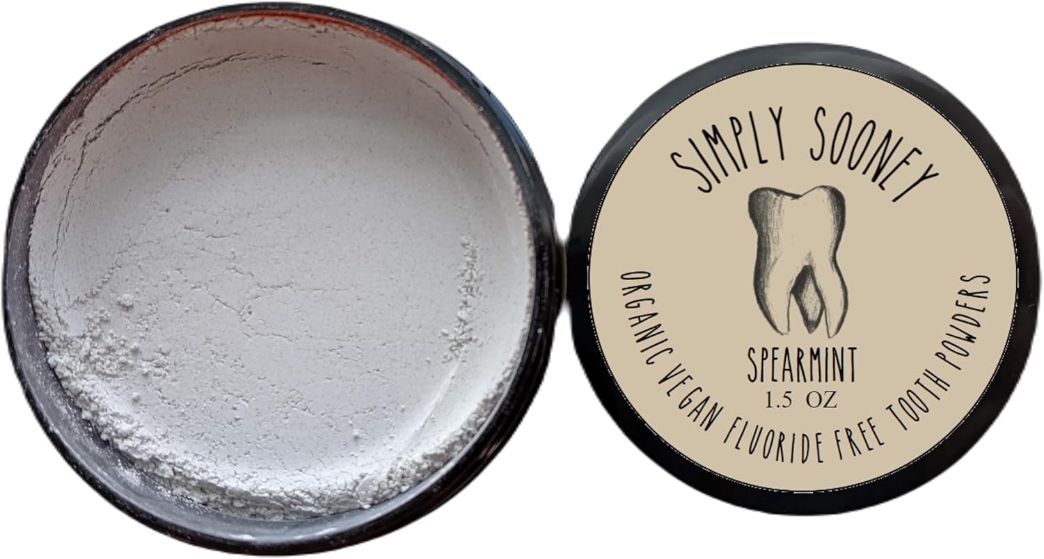 Simply Sooney Remineralizing Vegan Mineral Tooth Powder I Spearmint Formula I Natural Whitening I Stronger Teeth 1.5oz (1.5oz jar)