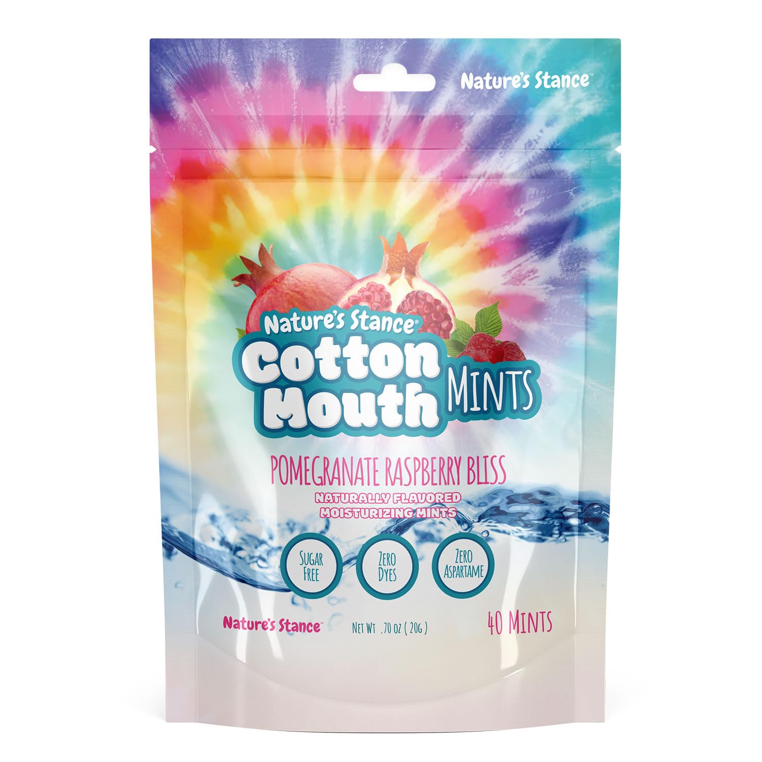 Nature's Stance Xylitol Mints for Cotton Mouth Relief, Dry Mouth Lozenges Sugar Free, Mouth Watering Mints - Stimulates Saliva & Freshens Breath, 40 Count (Pomegranate Raspberry Bliss)
