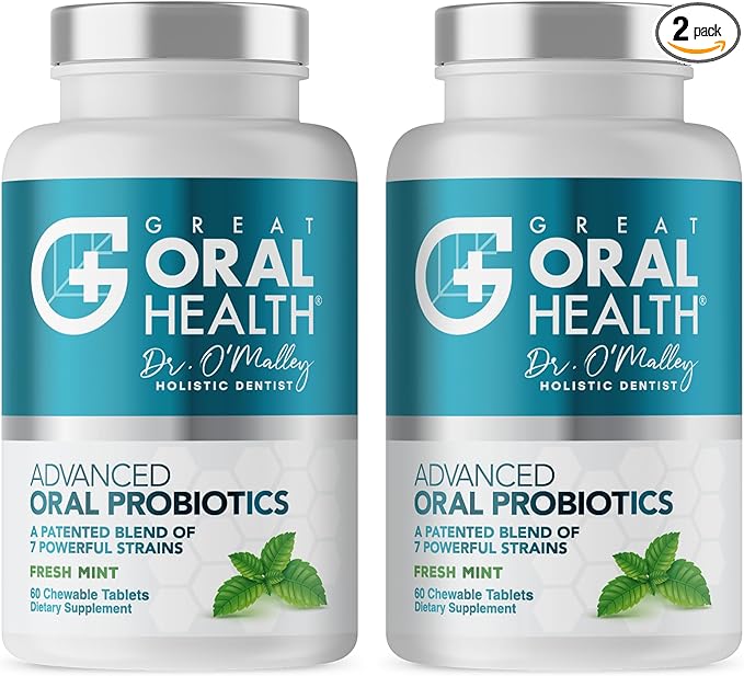 Oral Probiotics for Mouth Bad Breath Treatment for Adults: Dentist Formulated BLIS K12 M18 Advanced Oral Probiotics for Teeth and Gums, 60 Chewable Oral Health Probiotics Supplement Tablets (Mint 2pk)