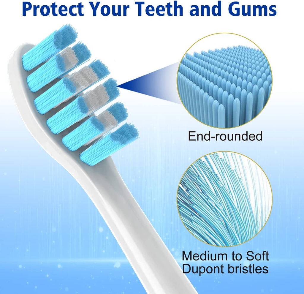 Replacement Toothbrush Heads for Philips Sonicare Click-on Handles, Medium Soft Electric Brush Heads Refills, 8 Pack