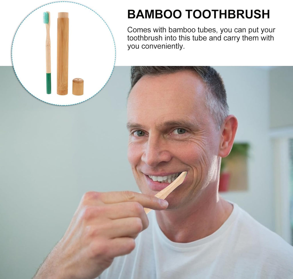 Healifty Bamboo Toothbrushes Holder Portable Wood Toothbrush Cover Disposable Travel Toothbrushes Rustic Tooth Brush Container Tubes Individual Storage Organizer Kit for Homestay Hotel