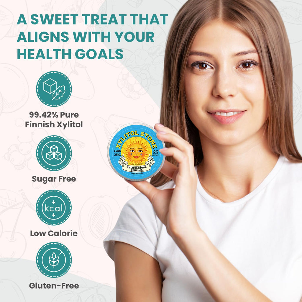 Xylitol Stone Sugar Free Candy - Vegan & Keto Friendly Unique Hard Candy Sugar-Free - 100% Natural Flavor Candies - Gluten Free & Non-GMO Breath Freshener Low Calorie Mints - Original (Pack of 1)