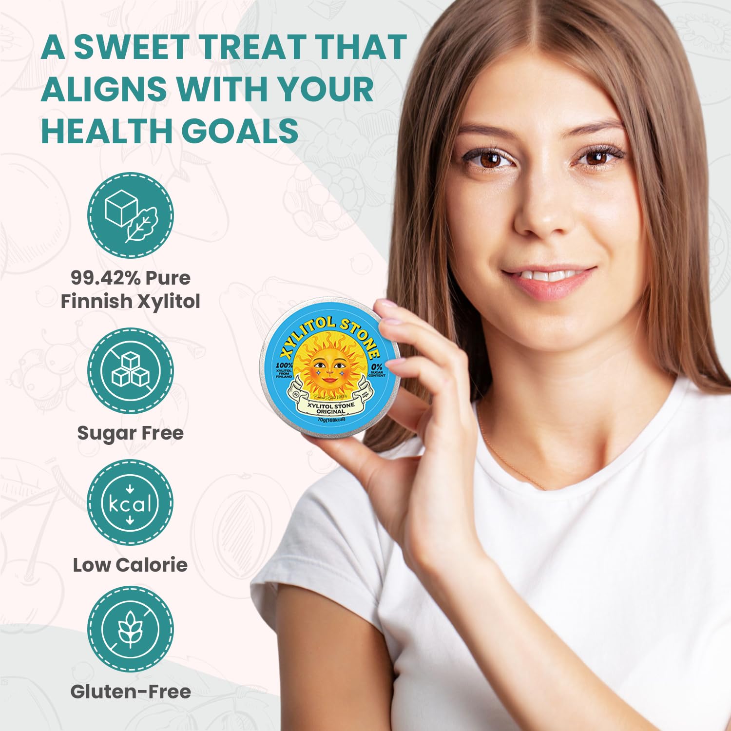 Xylitol Stone Sugar Free Candy - Vegan & Keto Friendly Unique Hard Candy Sugar-Free - 100% Natural Flavor Candies - Gluten Free & Non-GMO Breath Freshener Low Calorie Mints - Original (Pack of 1)