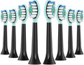 Replacement Toothbrush Heads for Philips Sonicare Electric Toothbrush Black, 2-in-1 Tongue Cleaner, 8 Pack, Mint Green, Suitable for Philips Sonicare Heads, C2, C1, C3, W1, W2, W3, G1, G2, G3