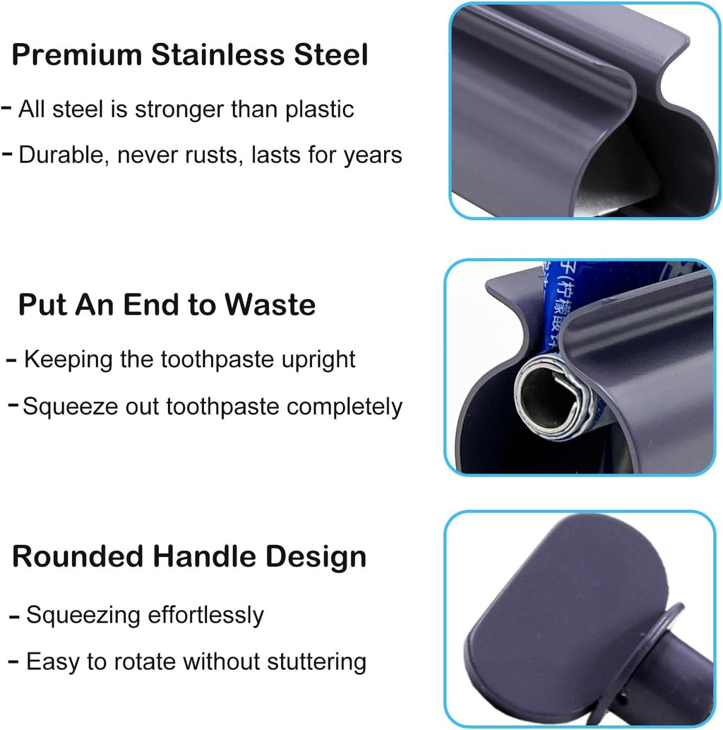 Toothpaste Squeezer - Metal Tube Squeezer Stainless Steel Tube Wringer UDQYQ Toothpaste seat Holder Stand (Gray)