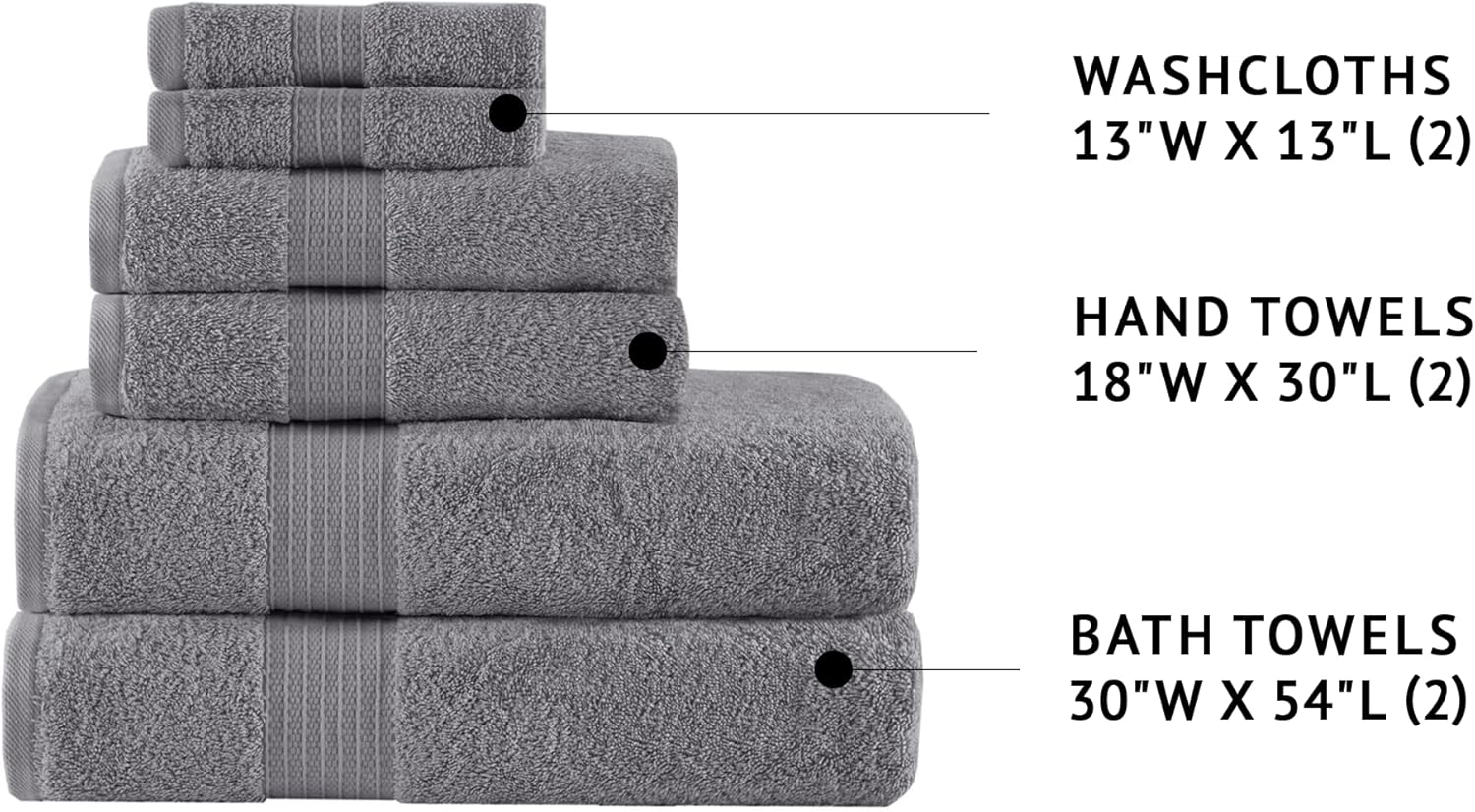 Madison Park Organic 100% Cotton Bathroom Towel Set, Hotel & Spa Quality Highly Absorbent, Quick Dry, Include for Shower, Handwash & Facial Washcloth, Multi-Sizes, Charcoal